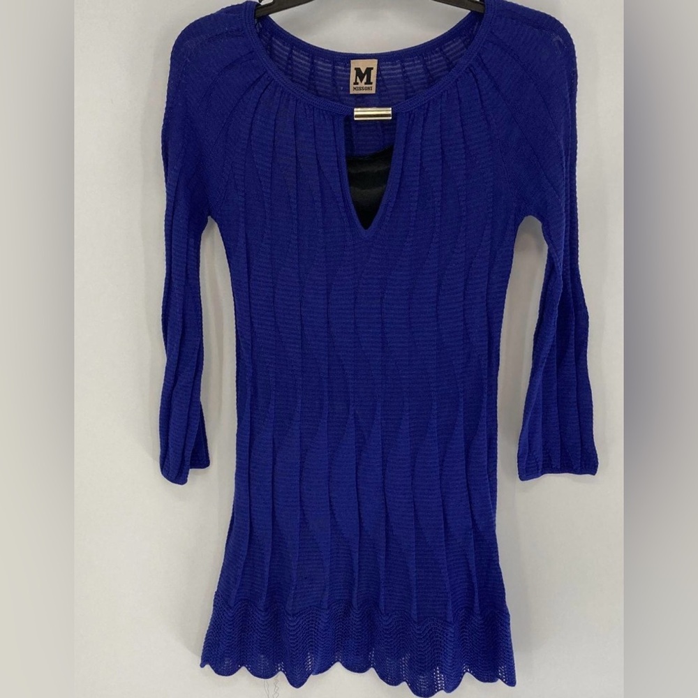 Missoni Blue V-Neck Ribbed Sweater